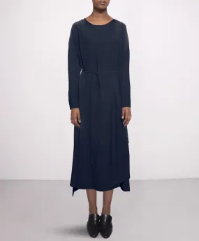 Long LS Silk Dress Navy
