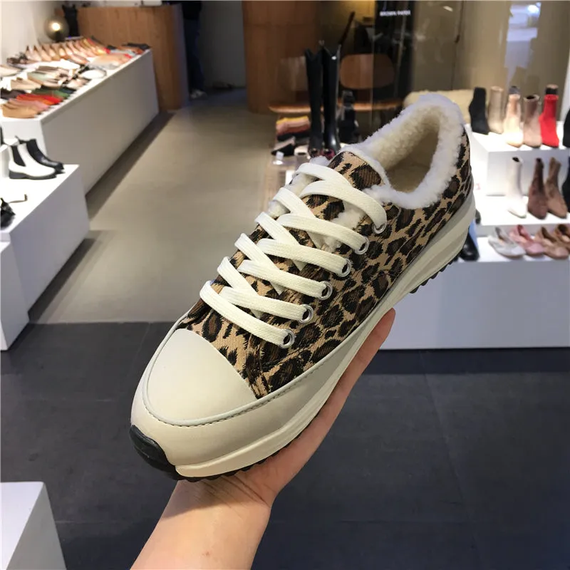LUXE SEVEN DESIGN BORG TRAINERS IN ANIMAL PRINT