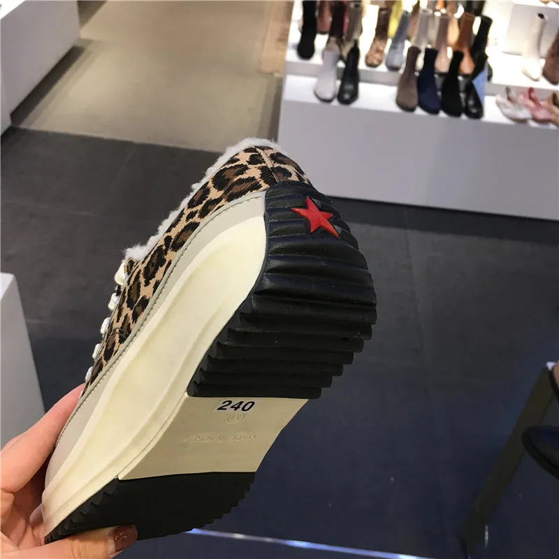 LUXE SEVEN DESIGN BORG TRAINERS IN ANIMAL PRINT