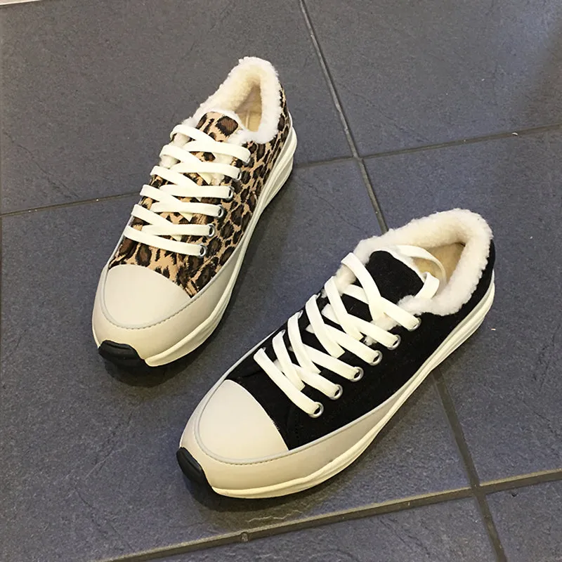 LUXE SEVEN DESIGN BORG TRAINERS IN ANIMAL PRINT