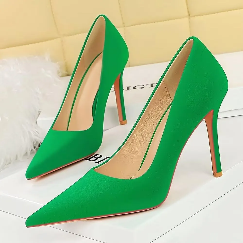 LUXINYU Women Fashion Pointed Toe Heels Elegant Stiletto Pu Leather Upper Ladies Pumps Party Dress Heels Work Office Shoes