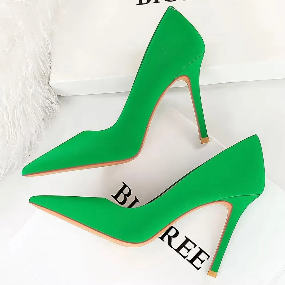 LUXINYU Women Fashion Pointed Toe Heels Elegant Stiletto Pu Leather Upper Ladies Pumps Party Dress Heels Work Office Shoes