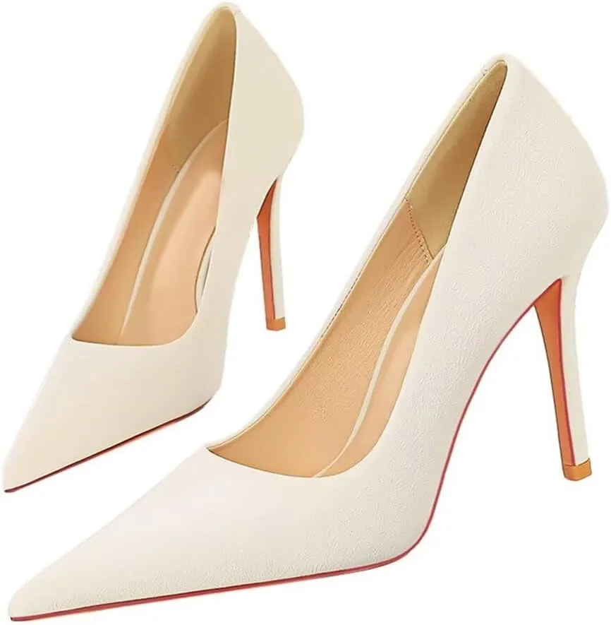 LUXINYU Women Fashion Pointed Toe Heels Elegant Stiletto Pu Leather Upper Ladies Pumps Party Dress Heels Work Office Shoes