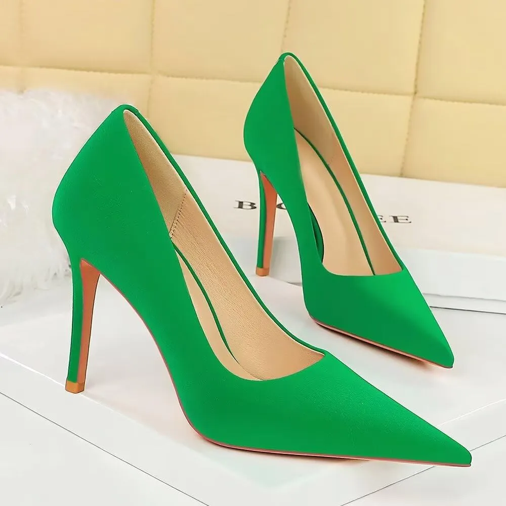 LUXINYU Women Fashion Pointed Toe Heels Elegant Stiletto Pu Leather Upper Ladies Pumps Party Dress Heels Work Office Shoes