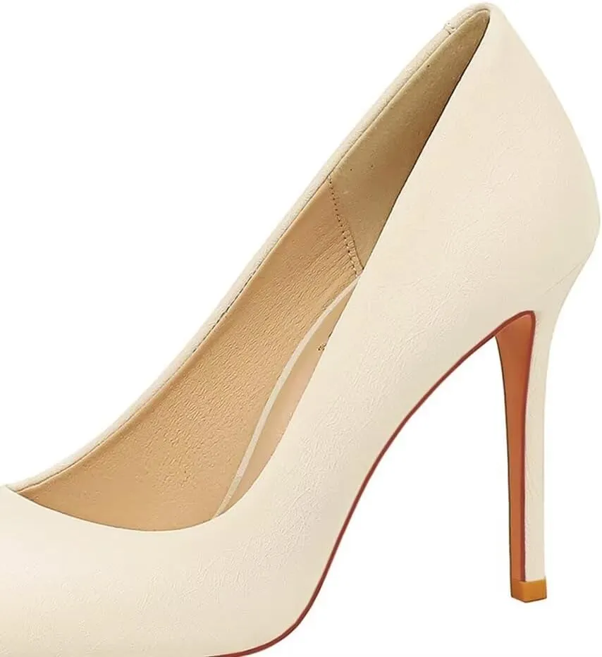 LUXINYU Women Fashion Pointed Toe Heels Elegant Stiletto Pu Leather Upper Ladies Pumps Party Dress Heels Work Office Shoes