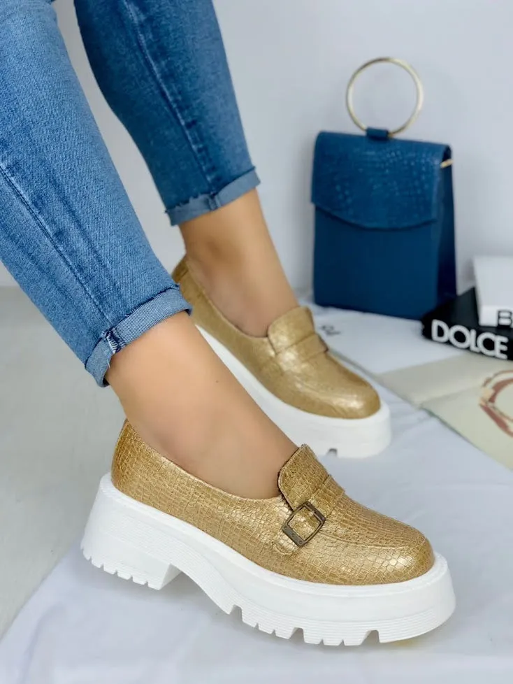 Luxurious Golden Slip-On Loafers