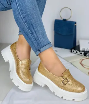 Luxurious Golden Slip-On Loafers