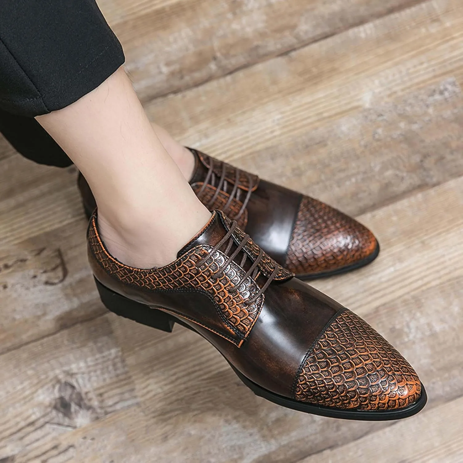 Men's Comfortable Flat Shoes Large Business Shoes Closed Toe Pointed Casual Comfortable Formal Dress Work Shoes