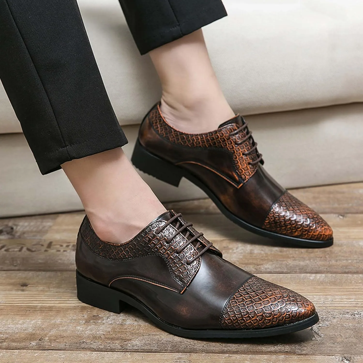 Men's Comfortable Flat Shoes Large Business Shoes Closed Toe Pointed Casual Comfortable Formal Dress Work Shoes