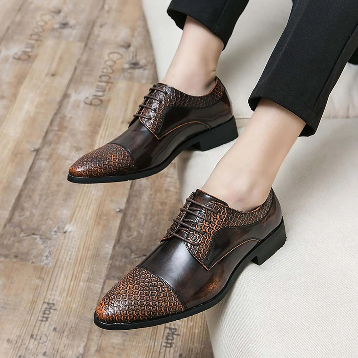 Men's Comfortable Flat Shoes Large Business Shoes Closed Toe Pointed Casual Comfortable Formal Dress Work Shoes