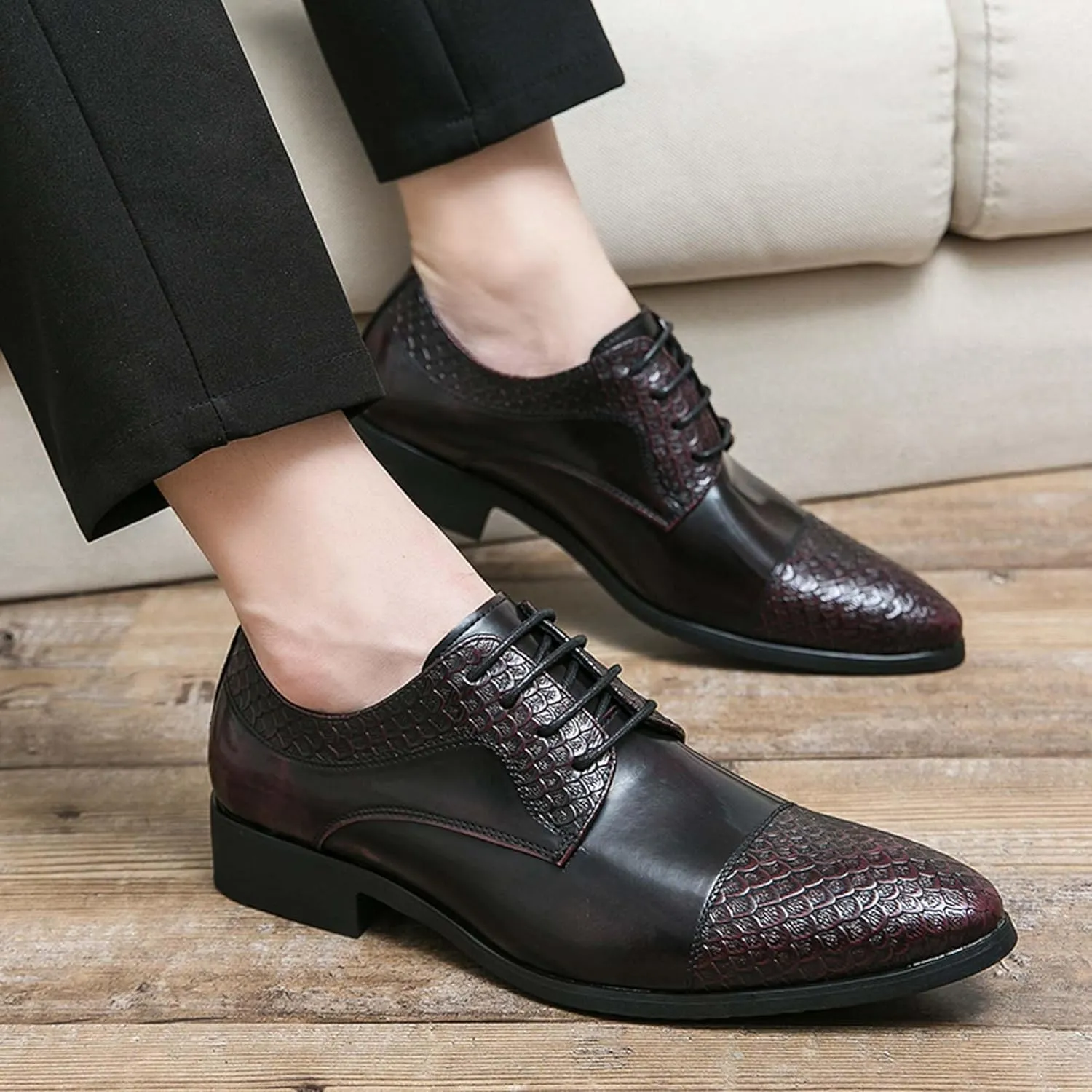Men's Comfortable Flat Shoes Large Business Shoes Closed Toe Pointed Casual Comfortable Formal Dress Work Shoes