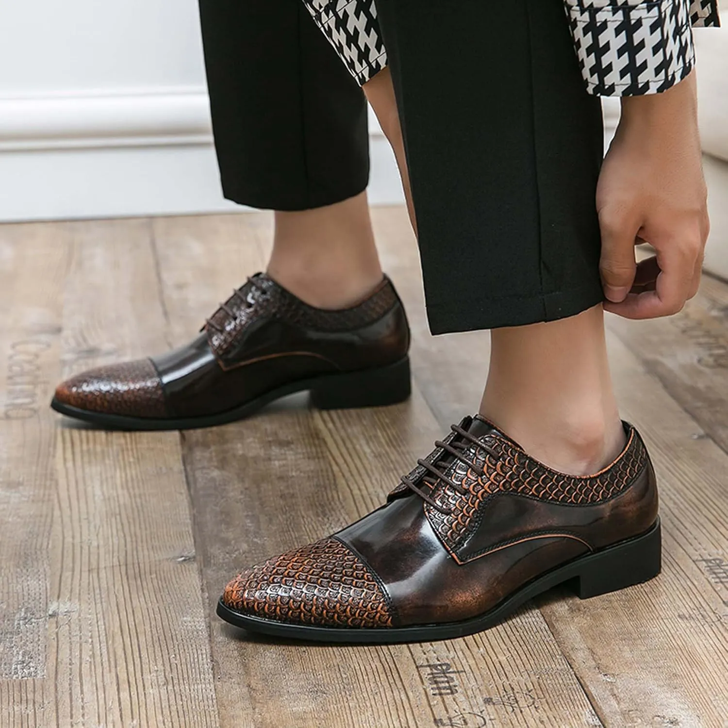 Men's Comfortable Flat Shoes Large Business Shoes Closed Toe Pointed Casual Comfortable Formal Dress Work Shoes