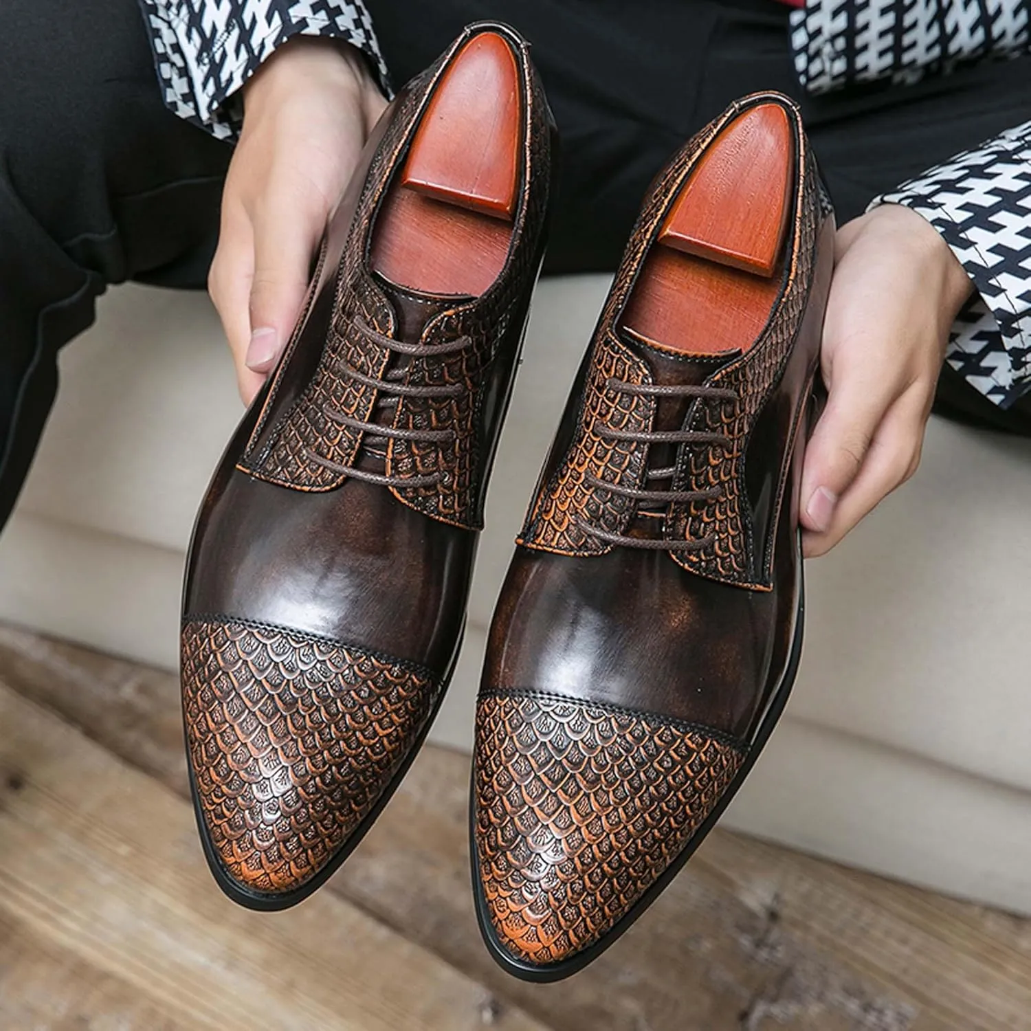 Men's Comfortable Flat Shoes Large Business Shoes Closed Toe Pointed Casual Comfortable Formal Dress Work Shoes