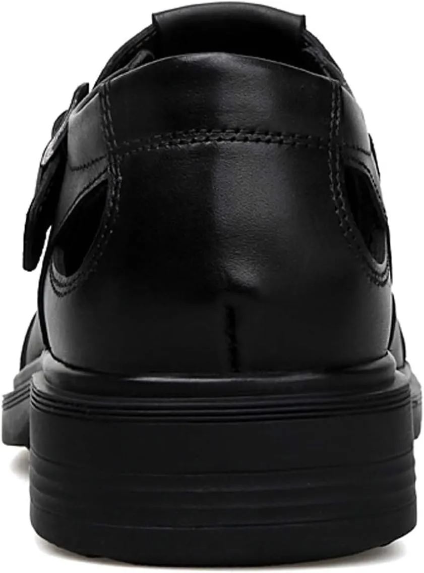 Mens Genuine Leather Shoes, Hollow Out Breathable Barefoot Genuine Leather Sandals, Business Casual Sandals, Hollow Out Breathable Sandals, Soft Anti-slip Wear-resistant, Durable