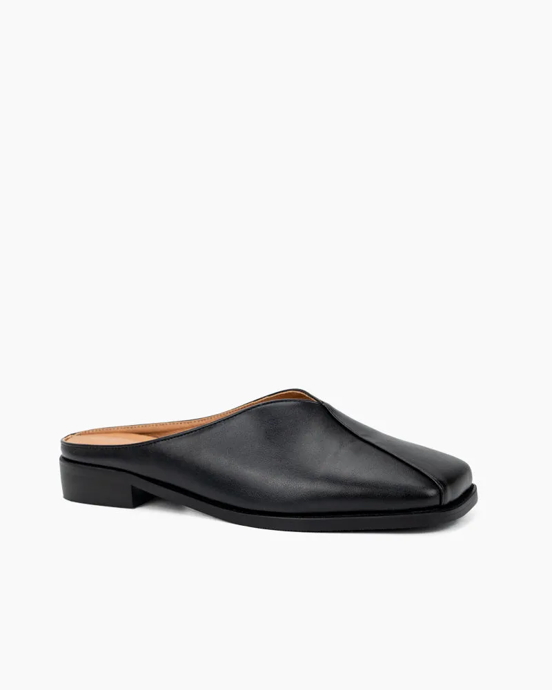 Minimalist Square Toe Flat Mules