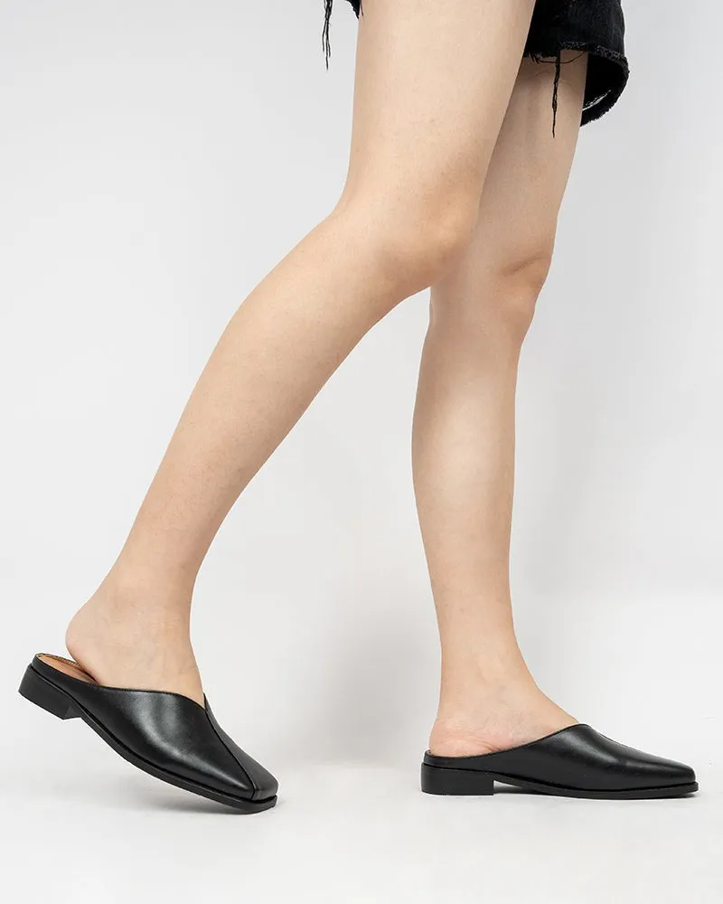Minimalist Square Toe Flat Mules
