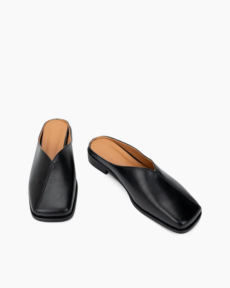 Minimalist Square Toe Flat Mules