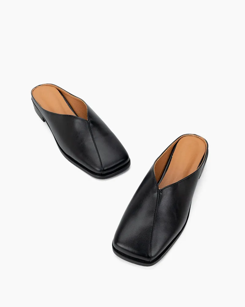 Minimalist Square Toe Flat Mules