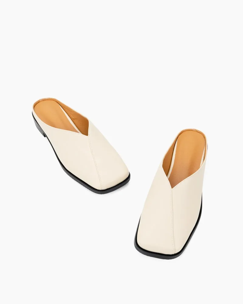 Minimalist Square Toe Flat Mules