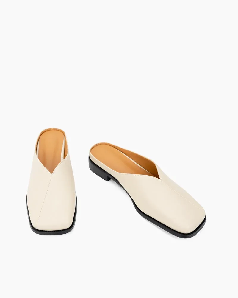 Minimalist Square Toe Flat Mules