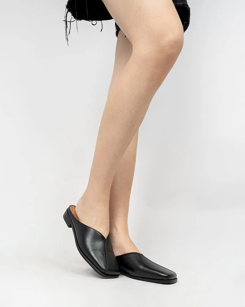 Minimalist Square Toe Flat Mules