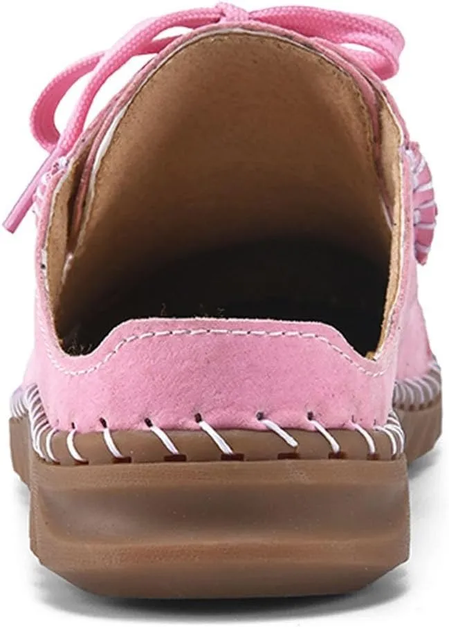 Mule Loafers for Women Round Toe Bowknot Tassel Flats Slip On Slides Open Back Cutout Summer Casual Shoes Closed Toe Backless Loafer