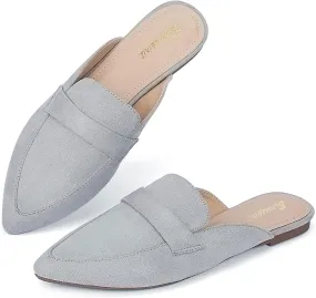 Mules for Women Flats Pointed Toe Slip On Mules Comfortable Loafer Shoes