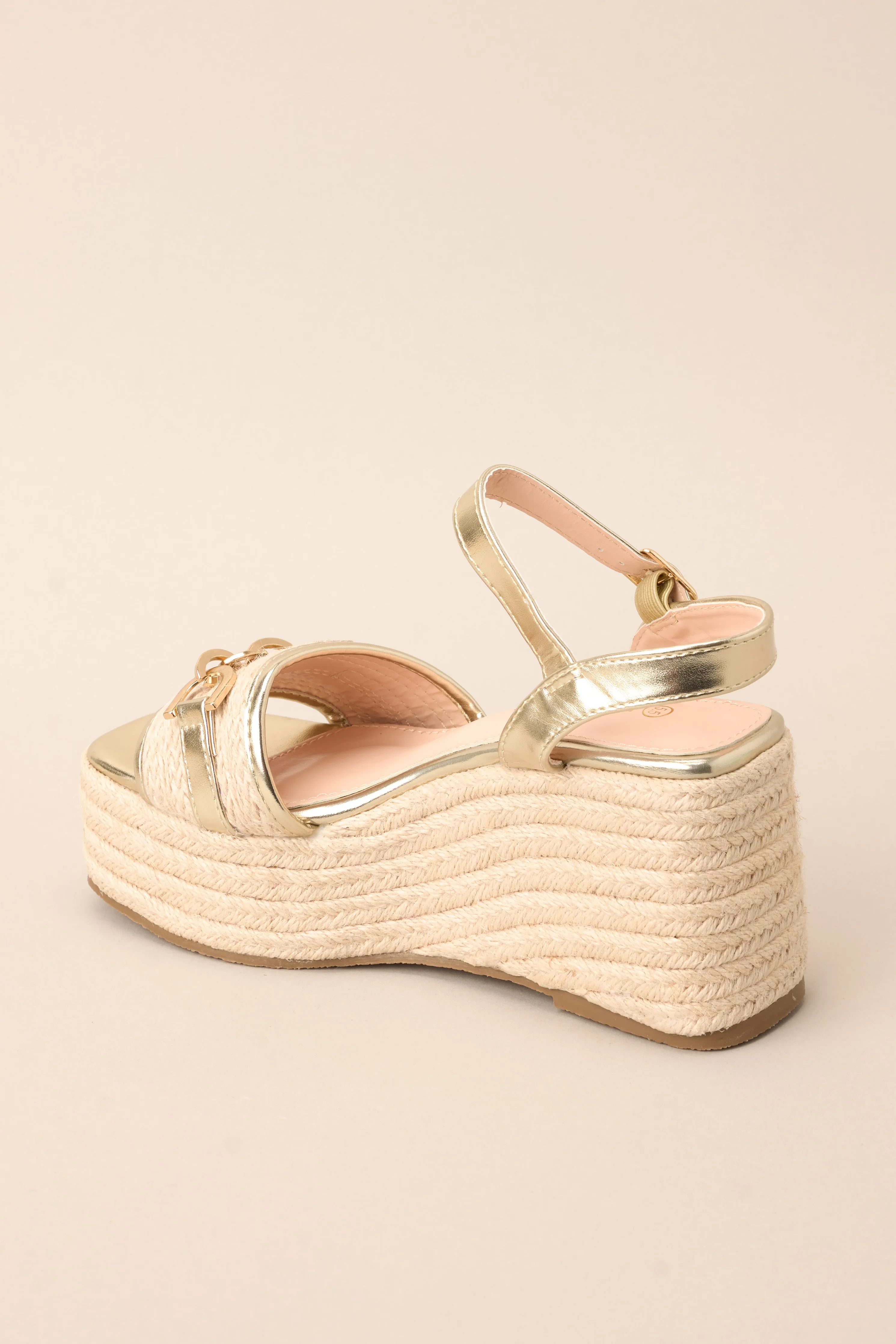 My Biggest Support Gold Platform Sandals