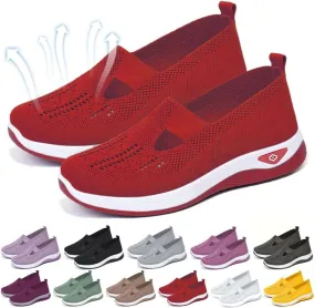 Orthopedic Shoes for Women Mesh Walking Shoes Breathable Non-Slip Slip On Loafers Lightweight Memory Foam Flat Sneakers