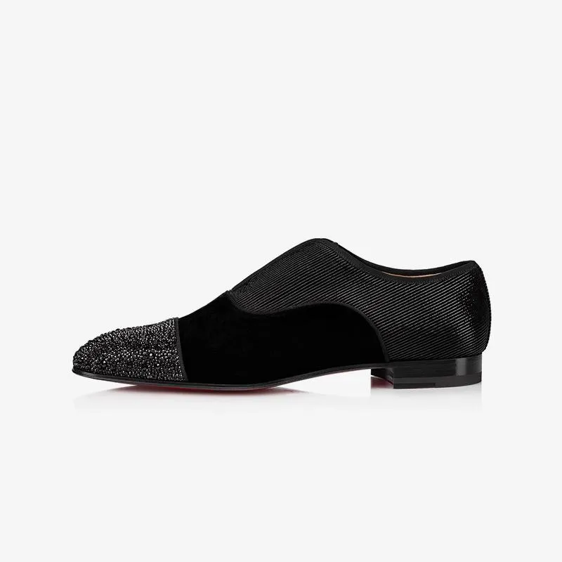 Oxford Flat Rhinestone Slip-On Velvet Fabric