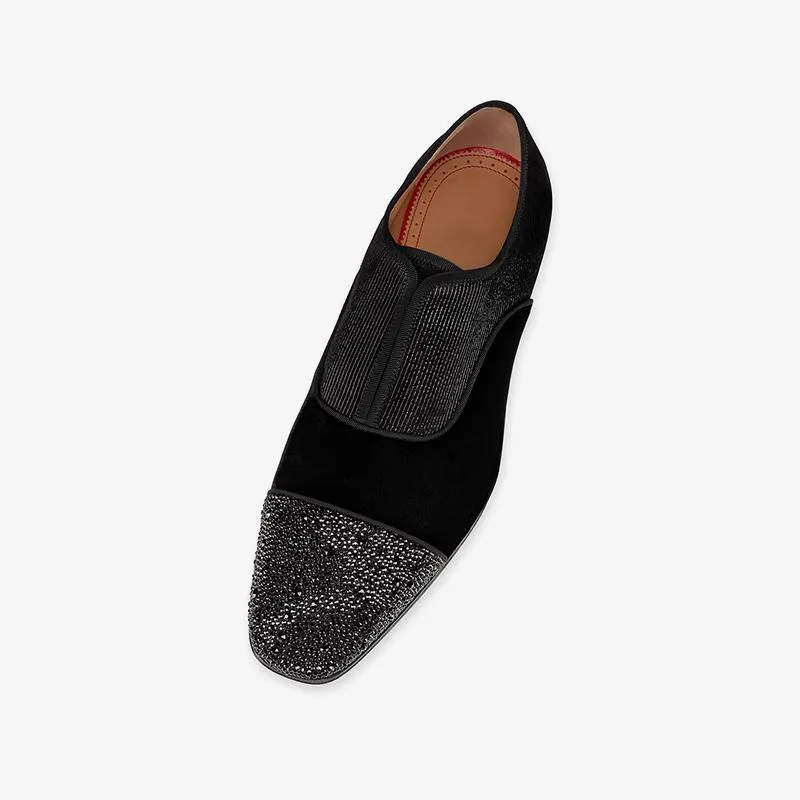 Oxford Flat Rhinestone Slip-On Velvet Fabric