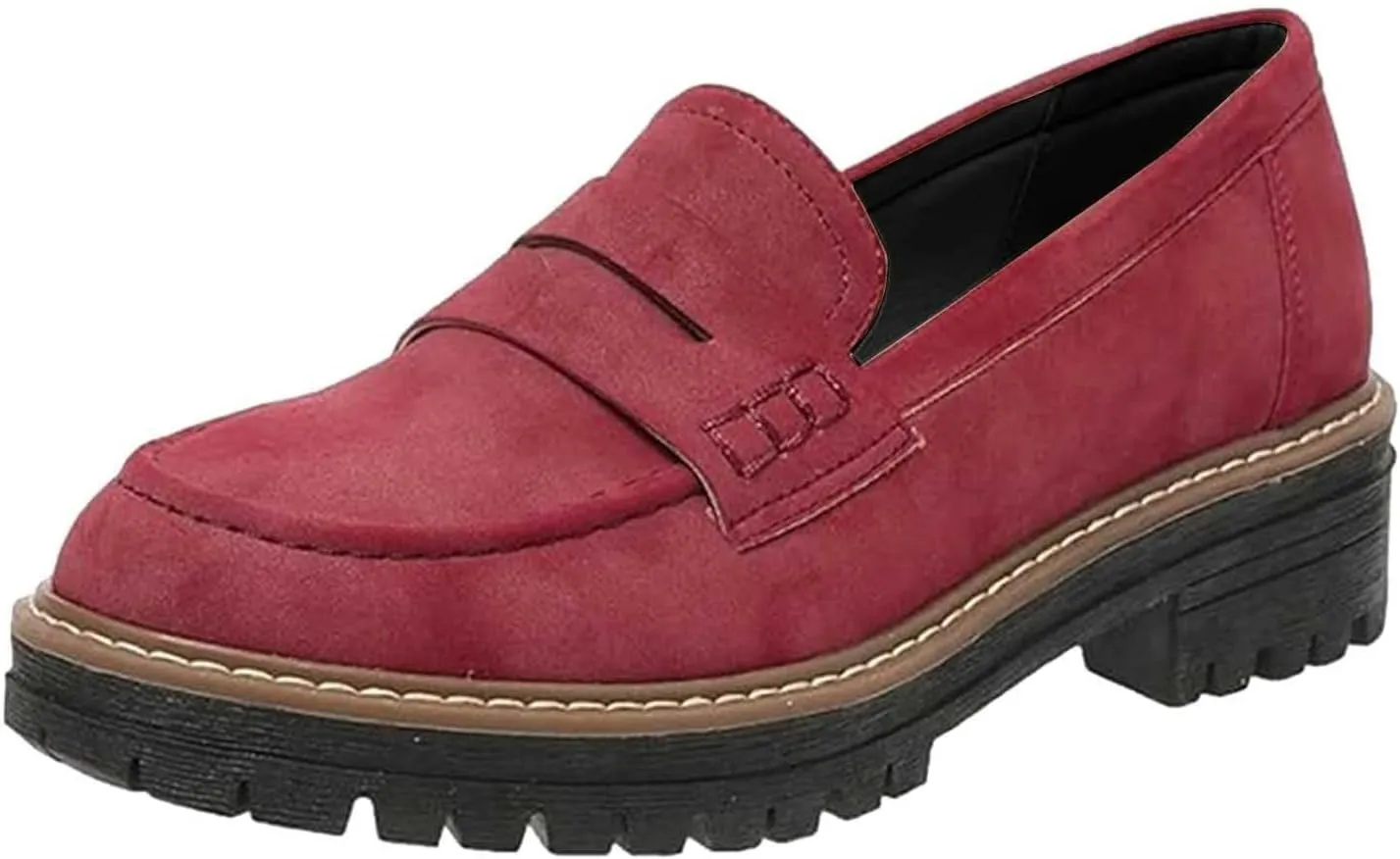 Platform Loafers for Women Comfort Slip On Loafers Casual Business Shoes Classic Fall Shoes Leather Penny Loafers