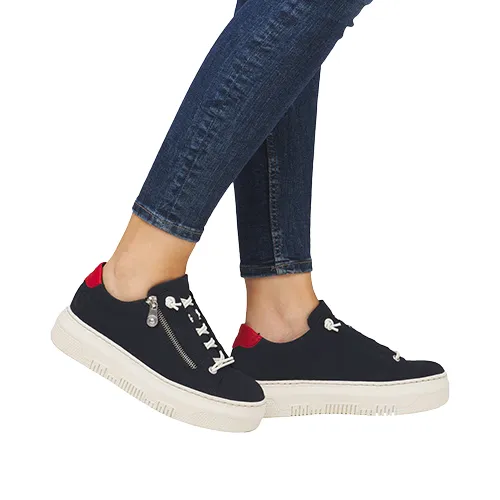 Rieker Ladies Platform Trainers -  M1911-14 - Navy