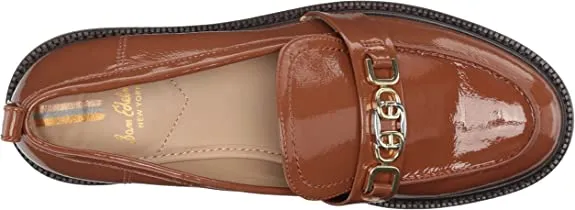 Sam Edelman Christy Burnt Caramel Closed Toe Block Heel Slip On Leather Loafers