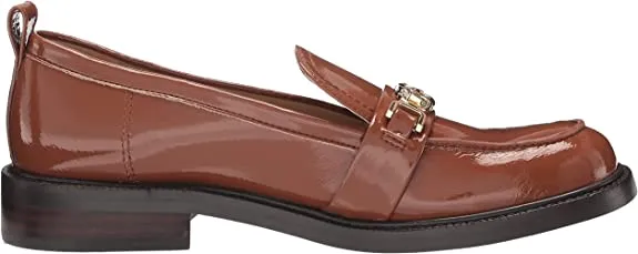 Sam Edelman Christy Burnt Caramel Closed Toe Block Heel Slip On Leather Loafers