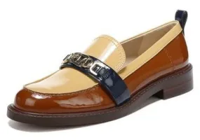 Sam Edelman Christy Warm Copper Rounded Toe Block Heel Slip On Leather Loafers