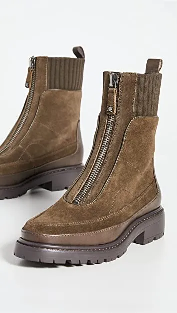 Sam Edelman Leone Alpine Green Front Zipper Round Toe Chelsea Ankle Boots