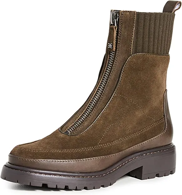 Sam Edelman Leone Alpine Green Front Zipper Round Toe Chelsea Ankle Boots