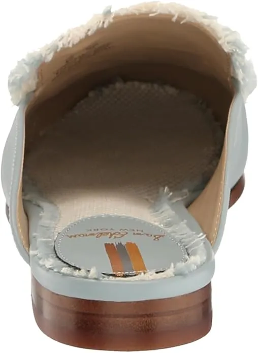 Sam Edelman Linnie Robin Egg Blue Fray Slip On Round Toe Flat Dress Mules Shoes