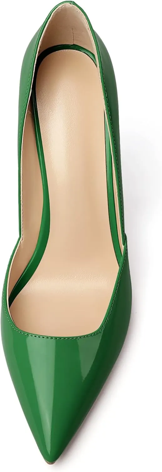 SAMMITOP Women's D'Orsay Slip On High Heels Elegant Pointy Toe Stilettos Pumps 4Inches Office Ladies Shoes