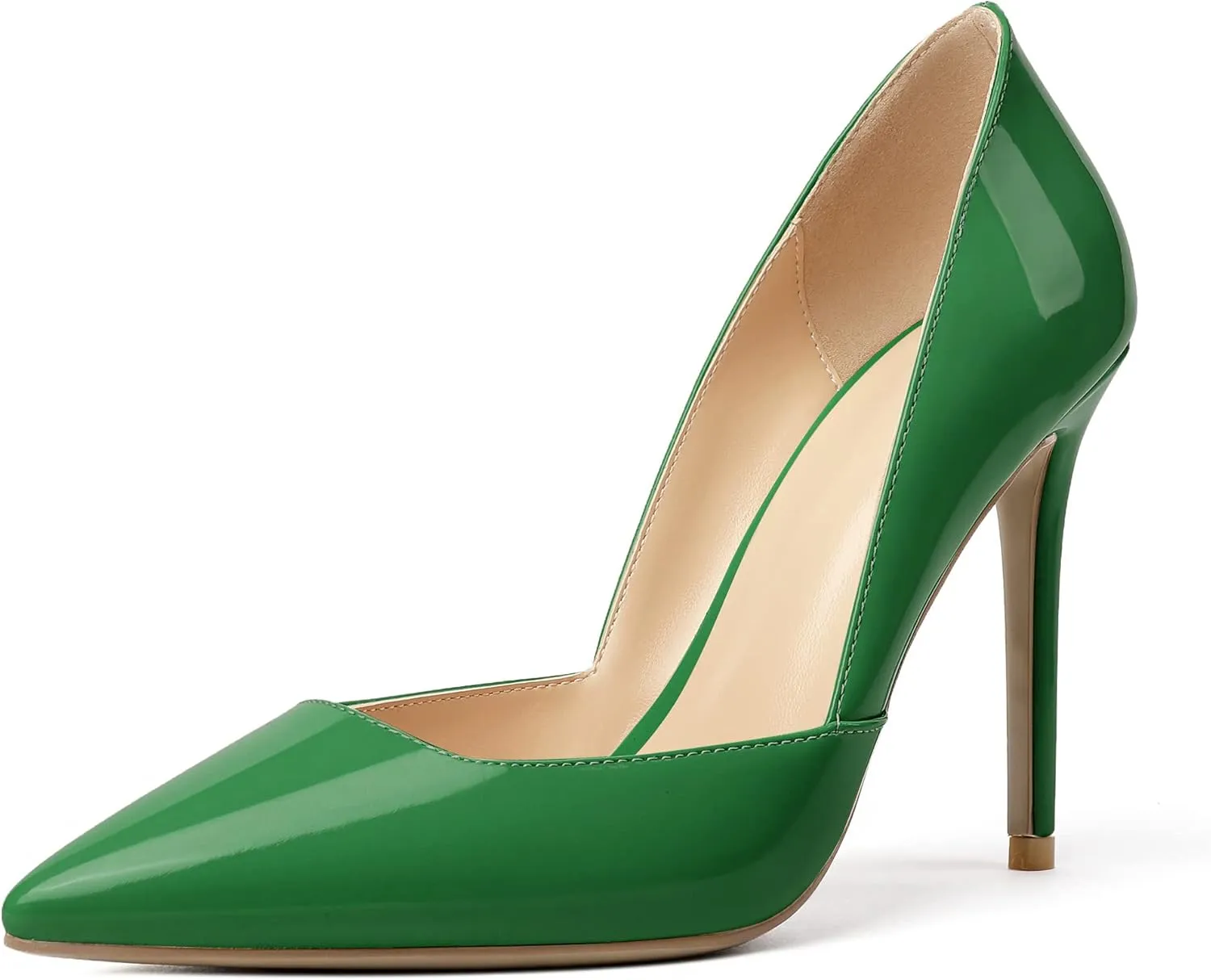 SAMMITOP Women's D'Orsay Slip On High Heels Elegant Pointy Toe Stilettos Pumps 4Inches Office Ladies Shoes