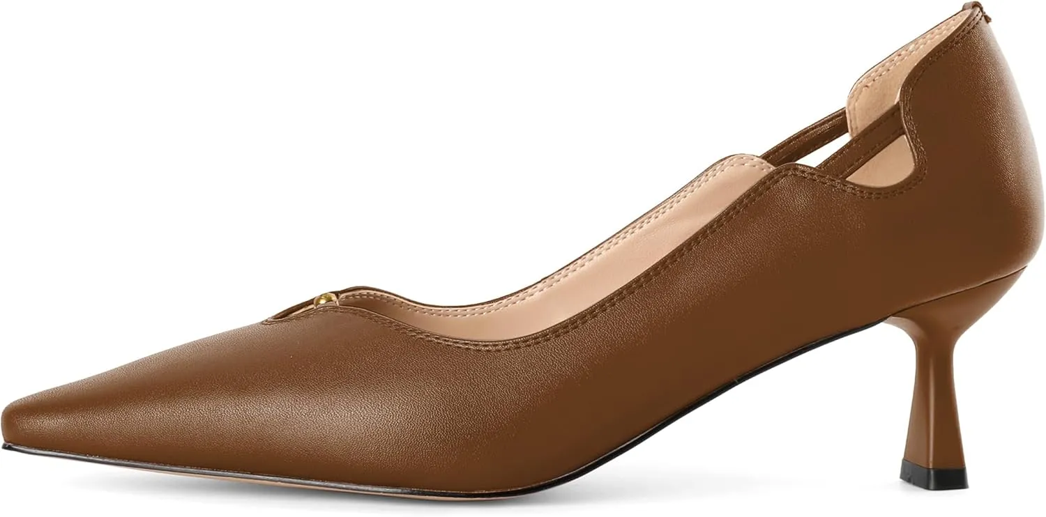 SAMMITOP Women's Kitten Heel Pumps Square Toe Low Heels Comfortable Elegant Office Work Dress Shoes 2.5 Inch