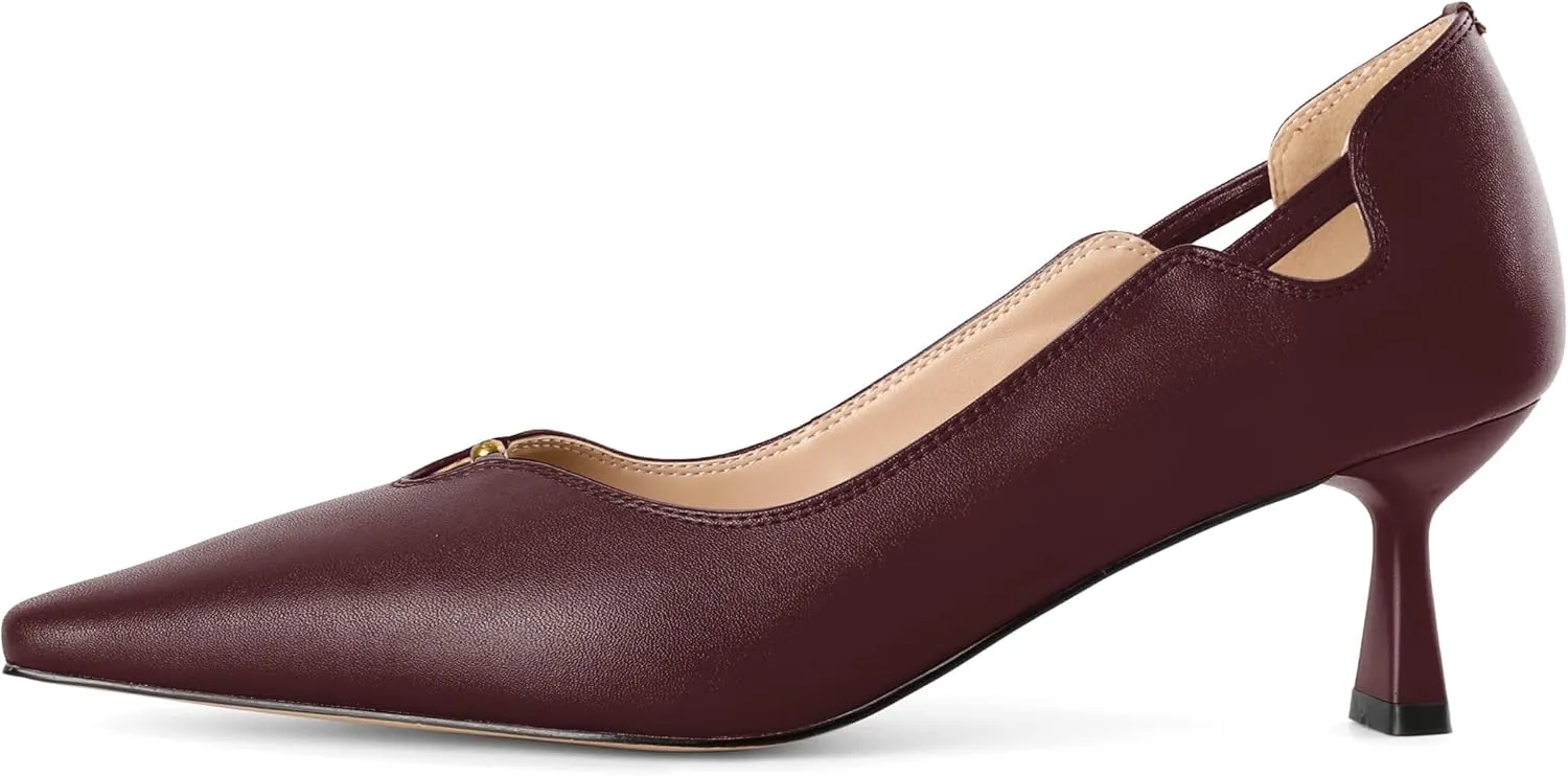 SAMMITOP Women's Kitten Heel Pumps Square Toe Low Heels Comfortable Elegant Office Work Dress Shoes 2.5 Inch