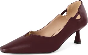SAMMITOP Women's Kitten Heel Pumps Square Toe Low Heels Comfortable Elegant Office Work Dress Shoes 2.5 Inch