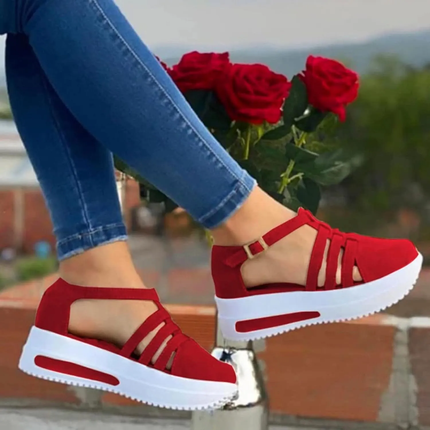 Sandals for Women Dressy Summer, Sandals Women Wedge Casual Breathable Flat Slippers Open Toe Outdoor Beach Sandals