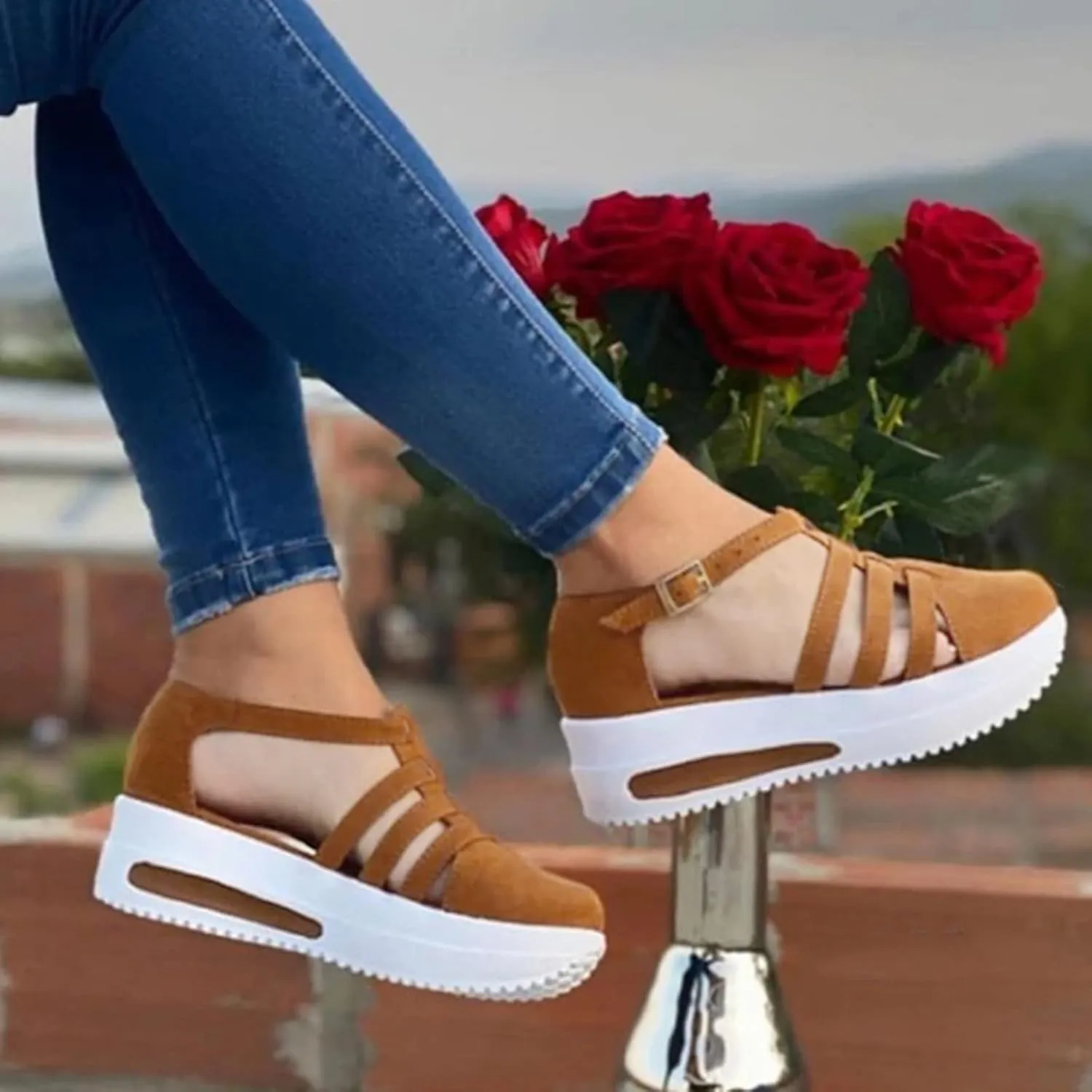 Sandals Women Fashion, Sandals Women Wedge Casual Breathable Flat Slippers Open Toe Outdoor Beach Sandals