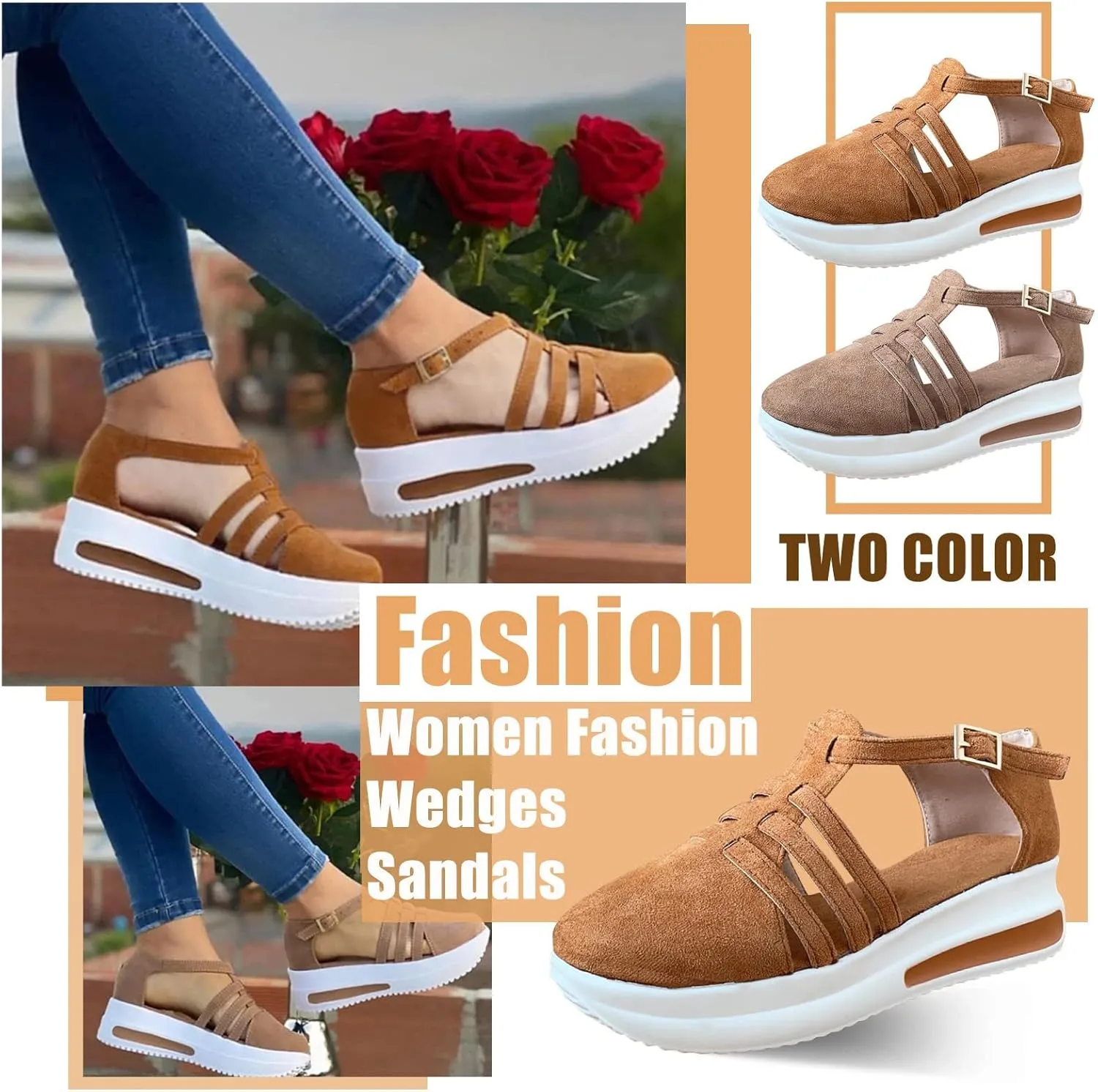 Sandals Women Fashion, Sandals Women Wedge Casual Breathable Flat Slippers Open Toe Outdoor Beach Sandals