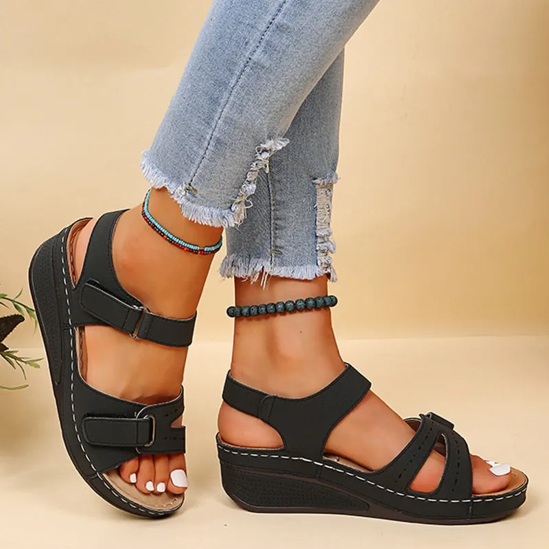 Sandals Women Summer  Heels Sandals Summer Wedges Shoes For Women Platform Sandalias Mujer Elegant Medium Heel Shoes Women