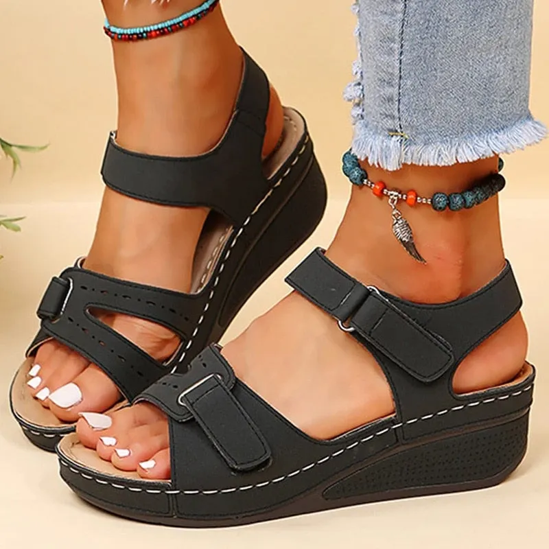 Sandals Women Summer  Heels Sandals Summer Wedges Shoes For Women Platform Sandalias Mujer Elegant Medium Heel Shoes Women