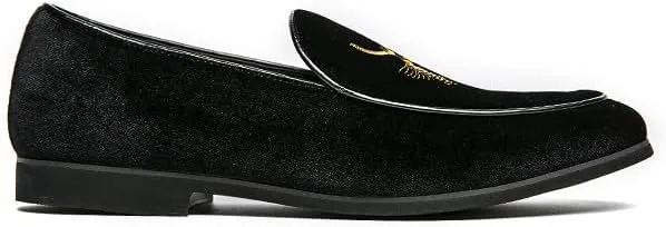 Santimon Men's Fashion Classic Velvet Loafers Embroidery Dress Shoes for Men Tuxedo Suit Shoes